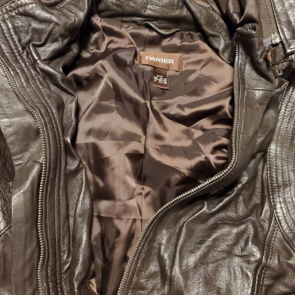Danier Genuine Leather Women Jacket Brown Size M - Picture 2 of 2